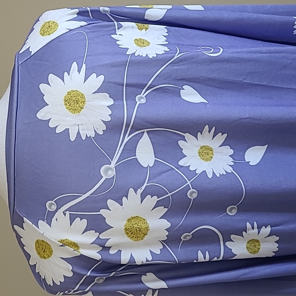 NEW Purple Tunic Top White Daisies Long Sleev Raglan Stretch PLUS XXL Emery Rose - Picture 5 of 10